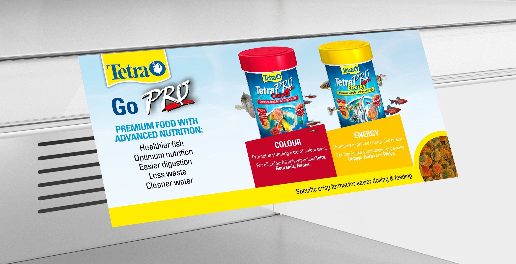 Tetra fish food shelf talker