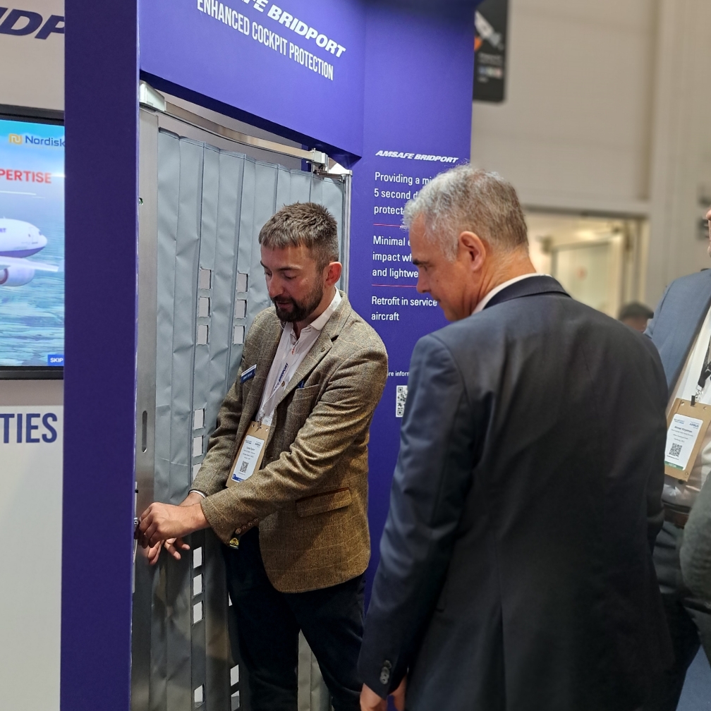 AmSafe installed exhibition partition demonstration