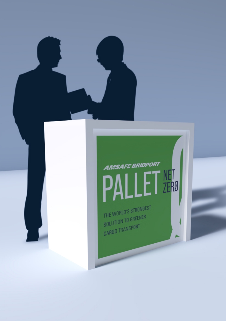 AmSafe visitor engagement space within exhibition stand highlighting interactive design and effective brand communication.